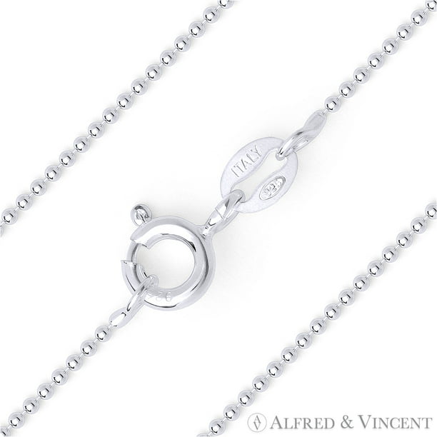 Italy .925 Sterling Silver Rhodium Bar Bead & Cable Link Italian Chain Necklace Italy .925 Sterling Silver Rhodium Bar Bead & Cable Link Italian Chain Necklace